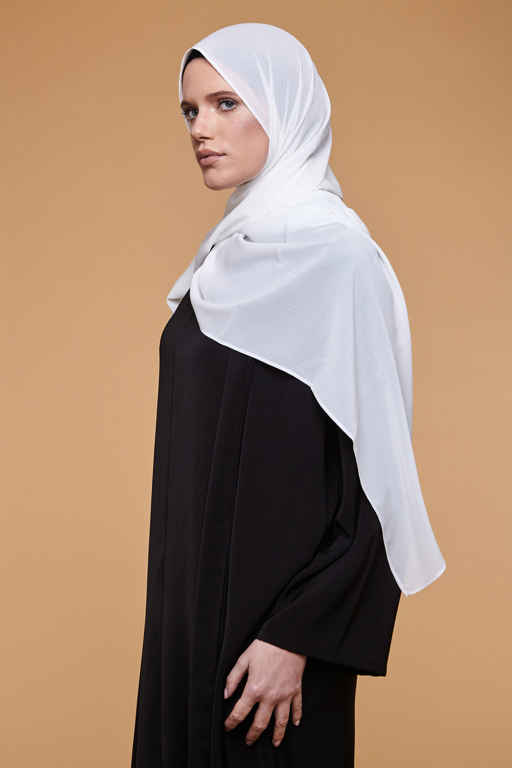 Ice White Crinkle Soft Crepe Hijab - CAVE