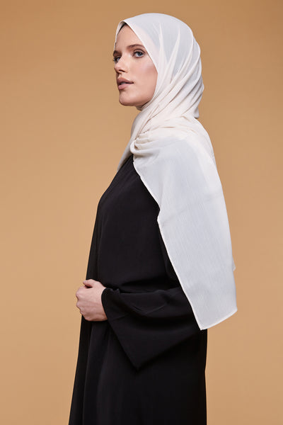 Pearled Ivory Crinkle Soft Crepe Hijab