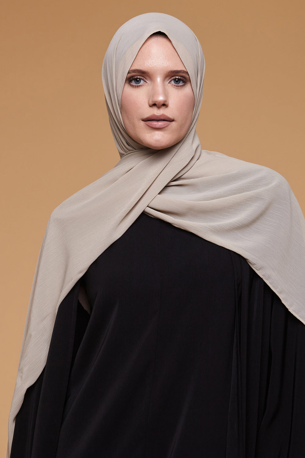 Plaza Taupe Crinkle Soft Crepe Hijab - CAVE