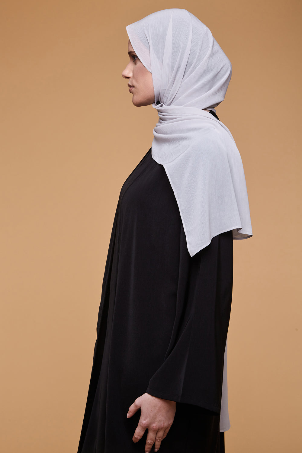 Wind Grey Crinkle Soft Crepe Hijab - CAVE