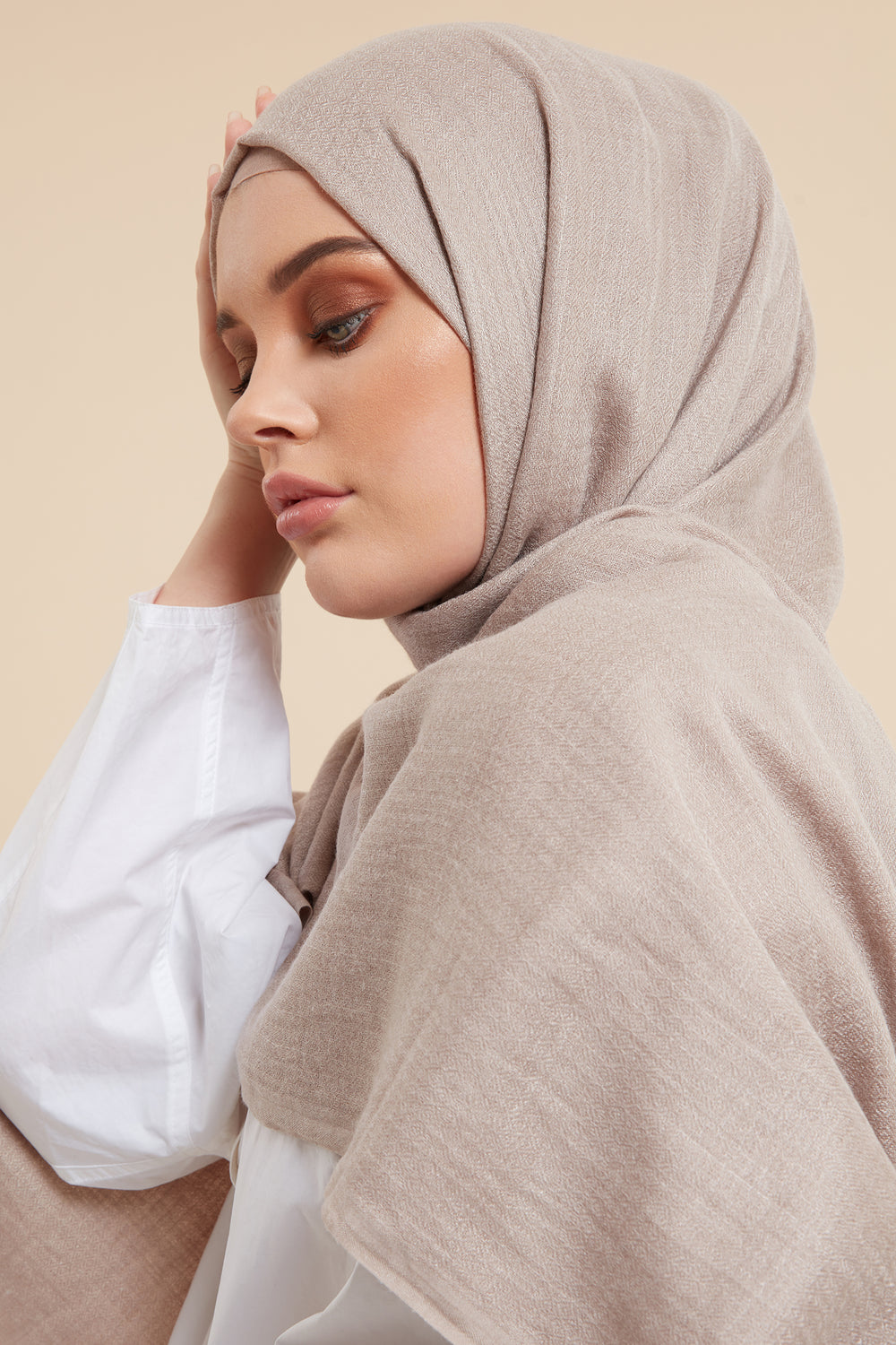 Beige Cotton & Wool Hijab - CAVE