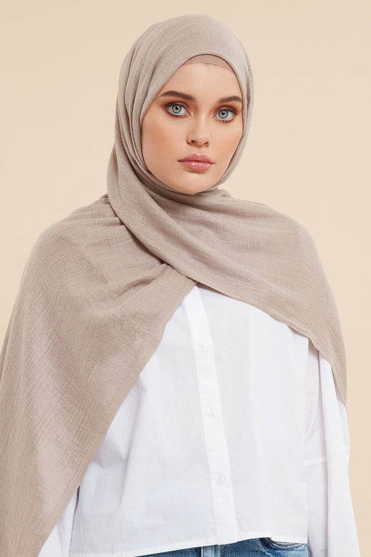 Beige Cotton & Wool Hijab - CAVE