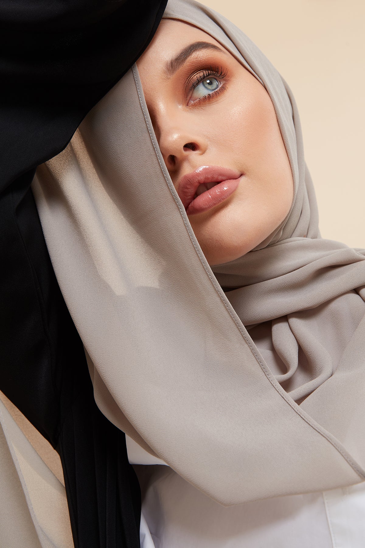 Close-up of a draped CAVE hijab