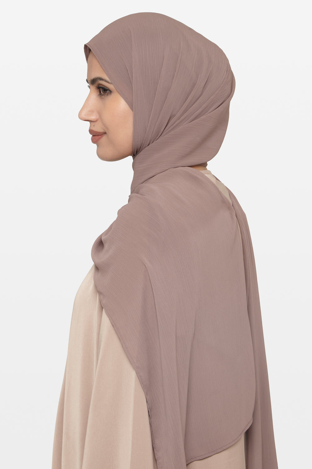 Deep Taupe Crinkle Soft Crepe Hijab - CAVE