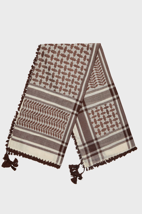 Chocolate Brown & Ivory Bamboo Keffiyeh Scarf