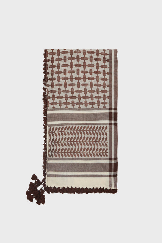 Chocolate Brown & Ivory Bamboo Keffiyeh Scarf
