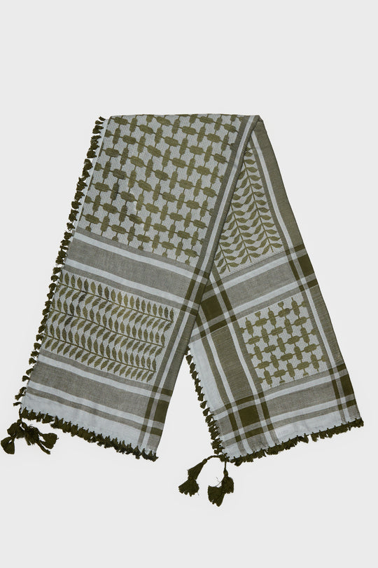 Emerald Green & Silver Bamboo Keffiyeh Scarf - CAVE