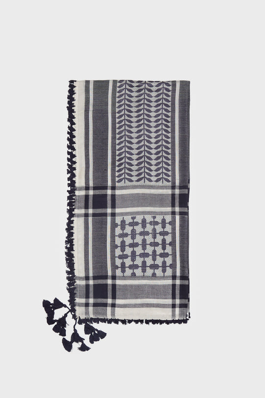Maritime Blue & Wind Grey Bamboo Keffiyeh Scarf - CAVE