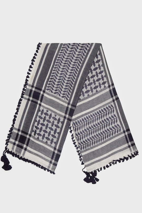 Maritime Blue & Wind Grey Bamboo Keffiyeh Scarf - CAVE