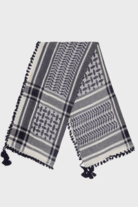 Maritime Blue & Wind Grey Bamboo Keffiyeh Scarf