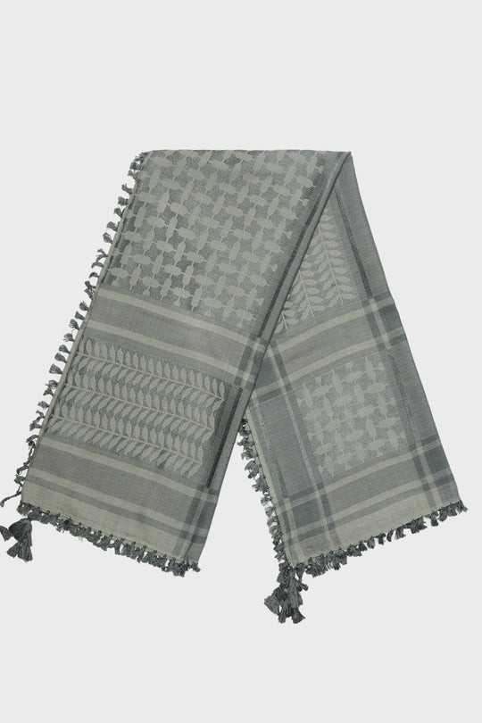 Mint Green & Khaki Bamboo Keffiyeh Scarf
