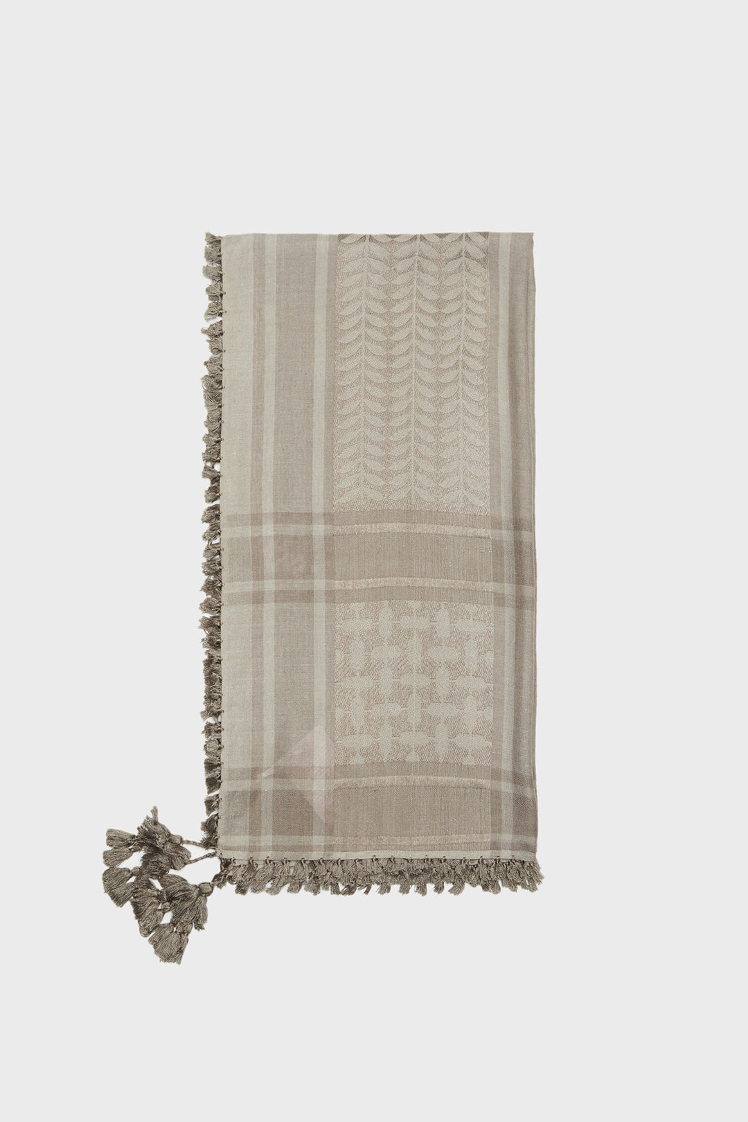 Opal Grey & Taupe Bamboo Keffiyeh Scarf