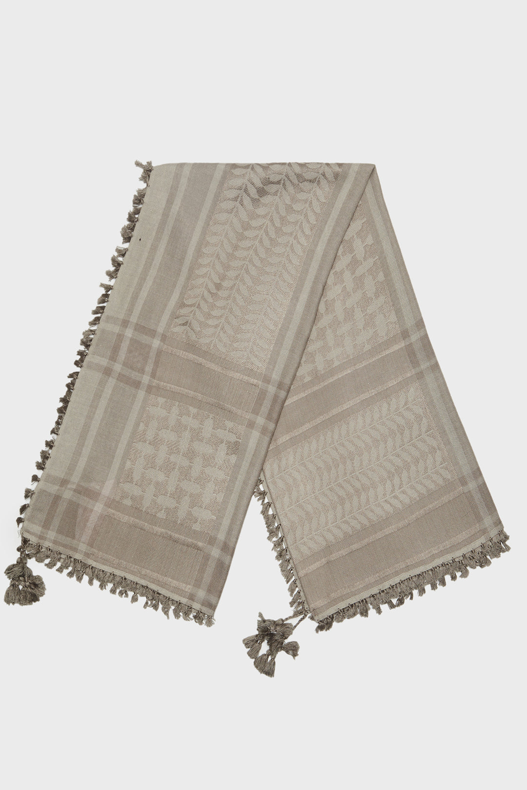 Opal Grey & Taupe Bamboo Keffiyeh Scarf