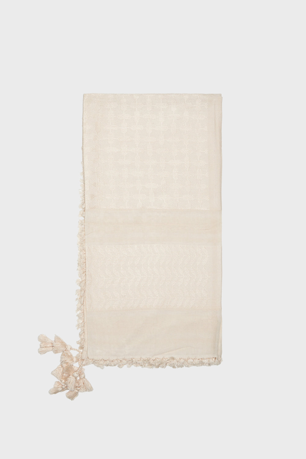 Pearled Ivory & Eggnog Bamboo Keffiyeh Scarf - CAVE
