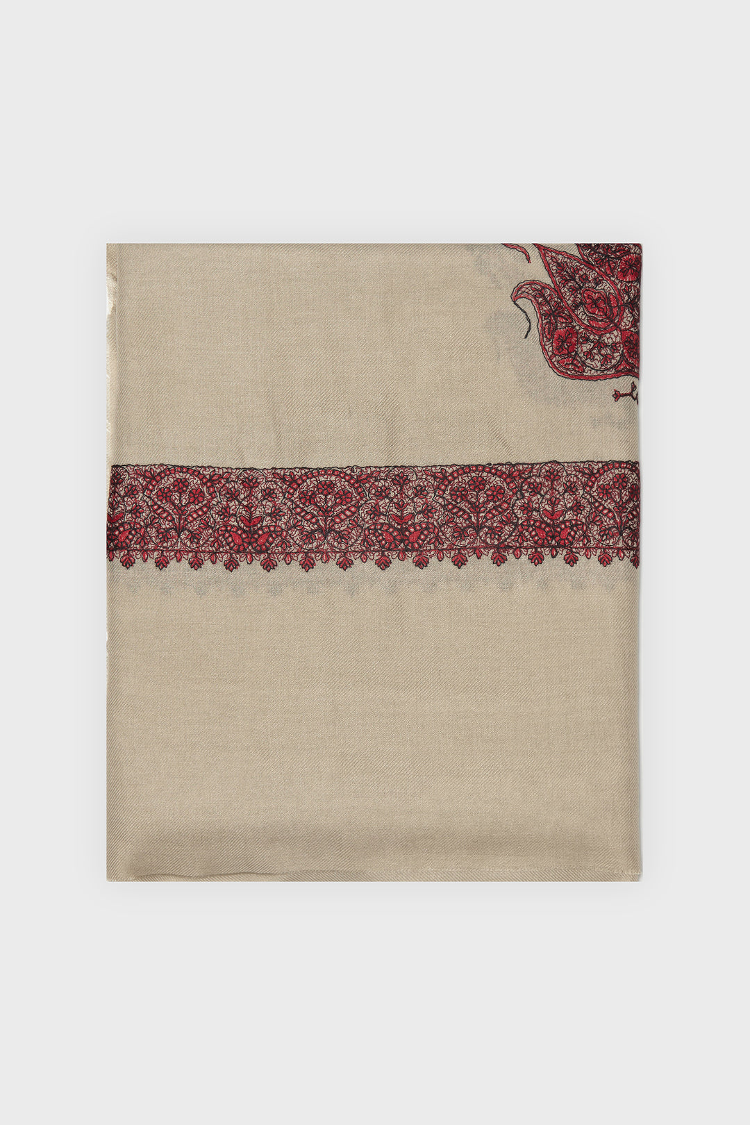 Soft Beige & Burgundy Yemeni Shemagh - CAVE