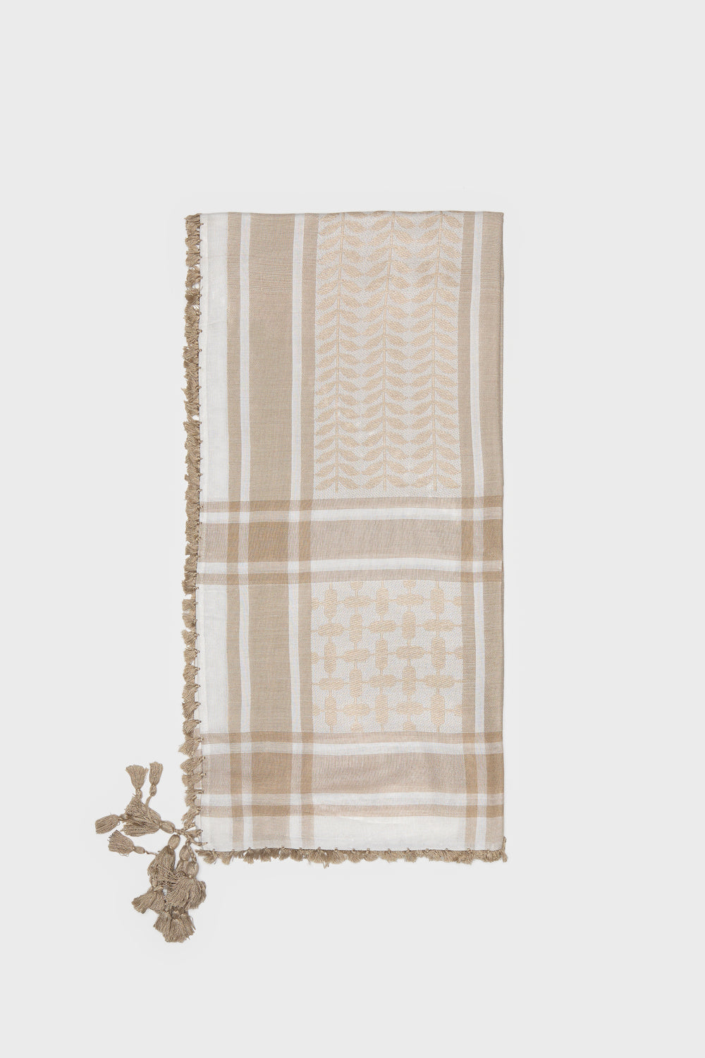White & Gold Bamboo Keffiyeh Scarf - CAVE