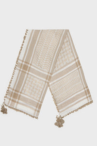 White & Gold Bamboo Keffiyeh Scarf