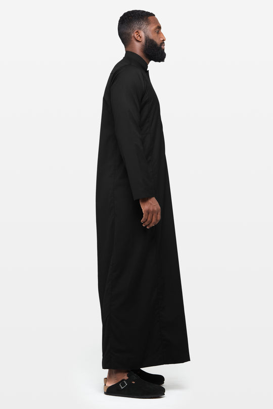 Black Classic Saudi Collar Thobe - CAVE