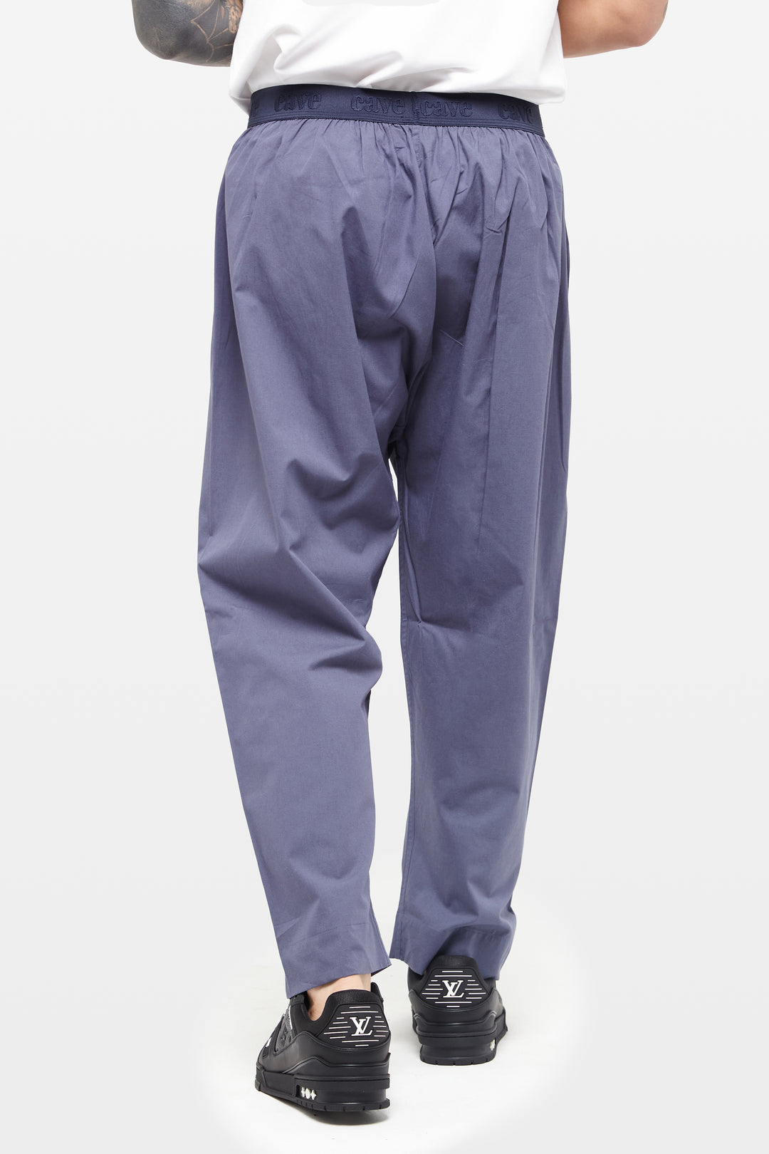 Blue Shadow Wide-Leg Elasticated Cotton Trousers - CAVE