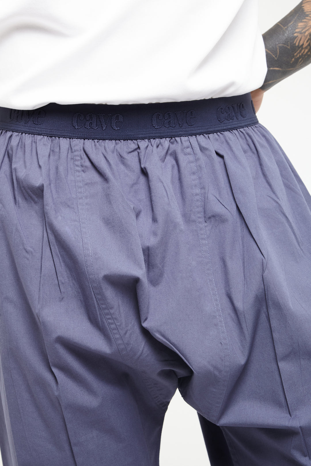 Blue Shadow Wide-Leg Elasticated Cotton Trousers - CAVE