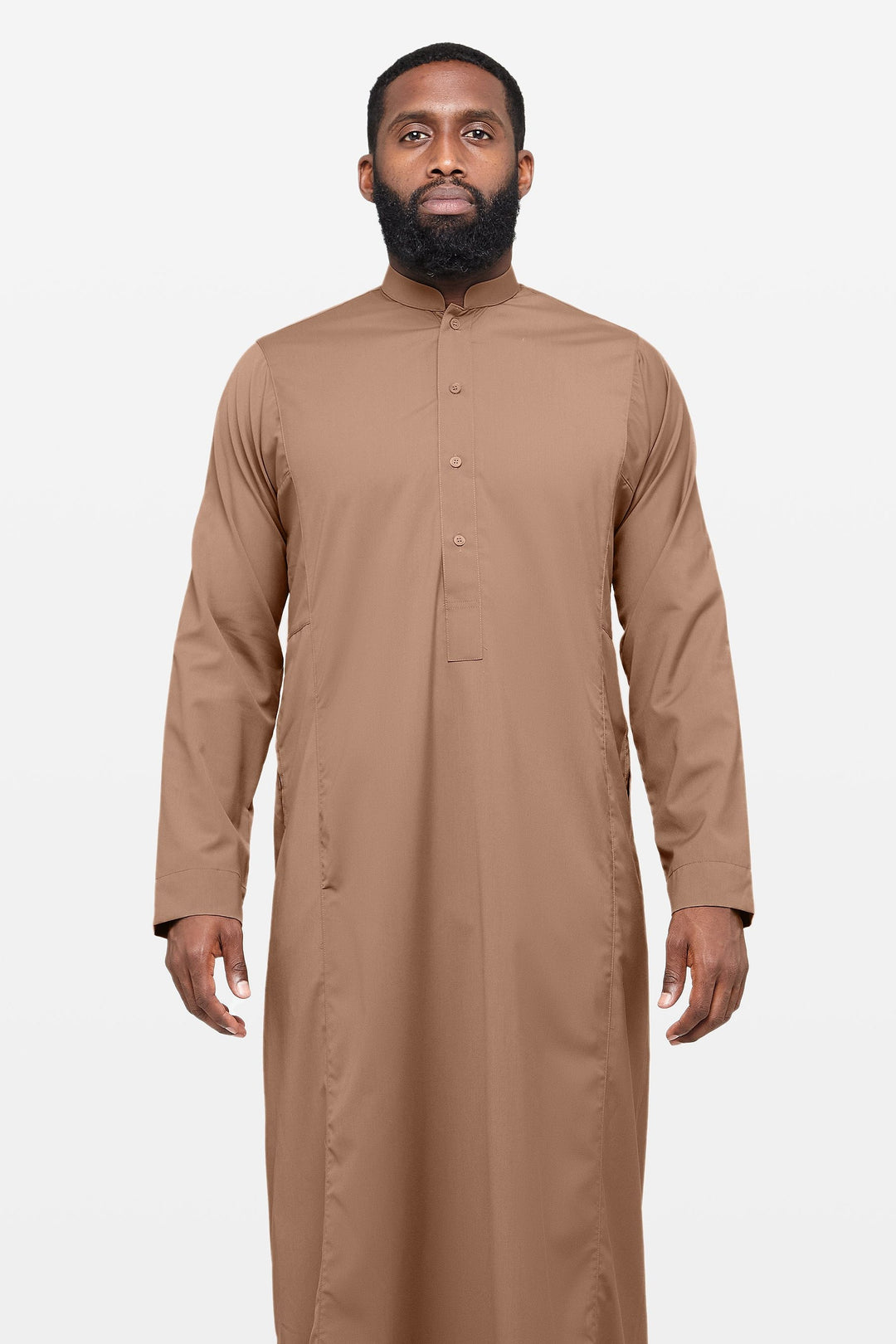 Caramel Brown Classic Collar Thobe - CAVE