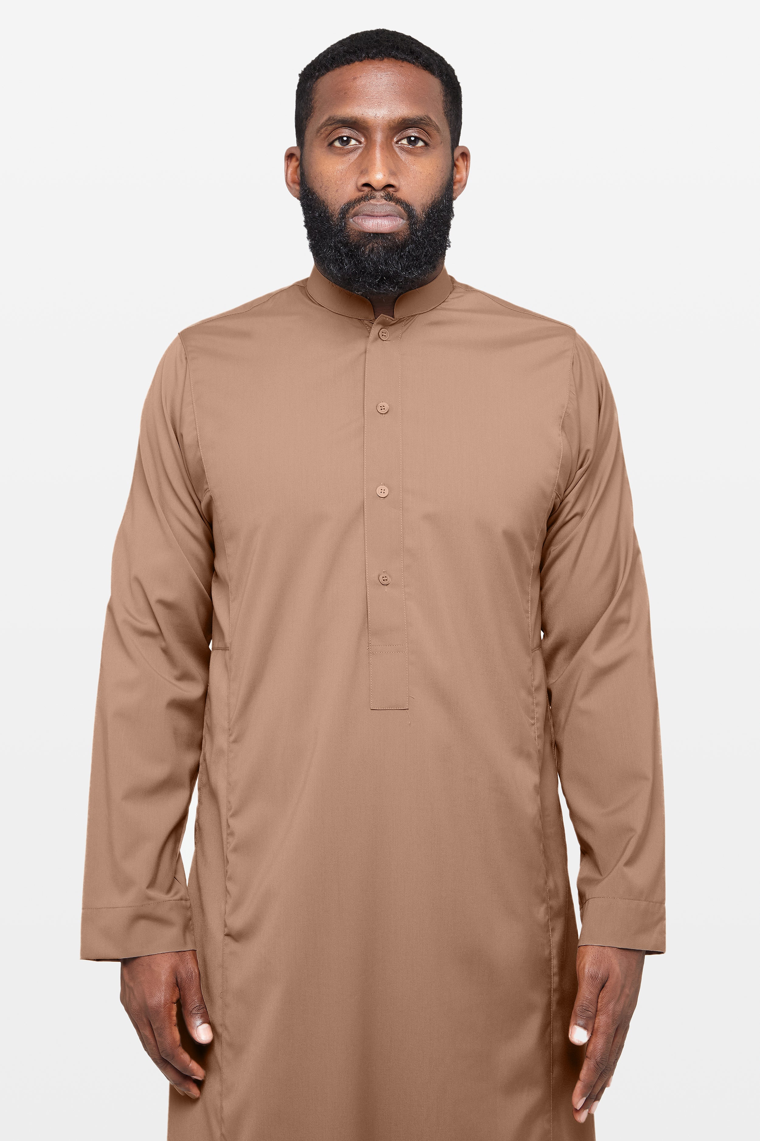 Caramel Brown Classic Collar Thobe – CAVE