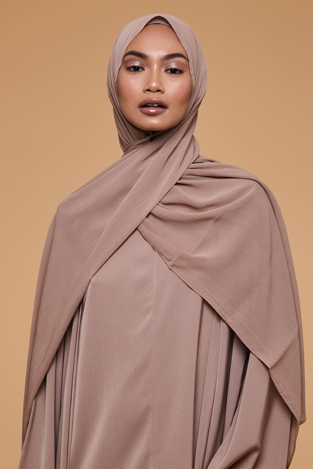 Caramel Brown Crinkle Soft Crepe Hijab - CAVE