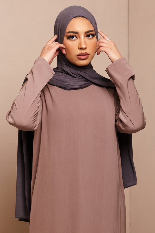 Charcoal Bamboo Jersey Hijab - CAVE