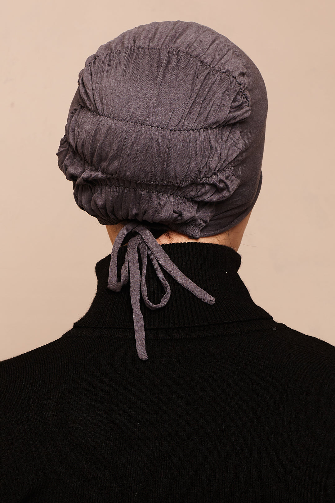 Charcoal Scrunchie Bamboo Jersey Hijab Cap - CAVE