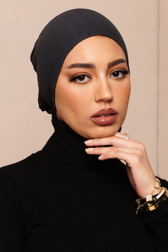 Dark Sea Scrunchie Bamboo Jersey Hijab Cap - CAVE