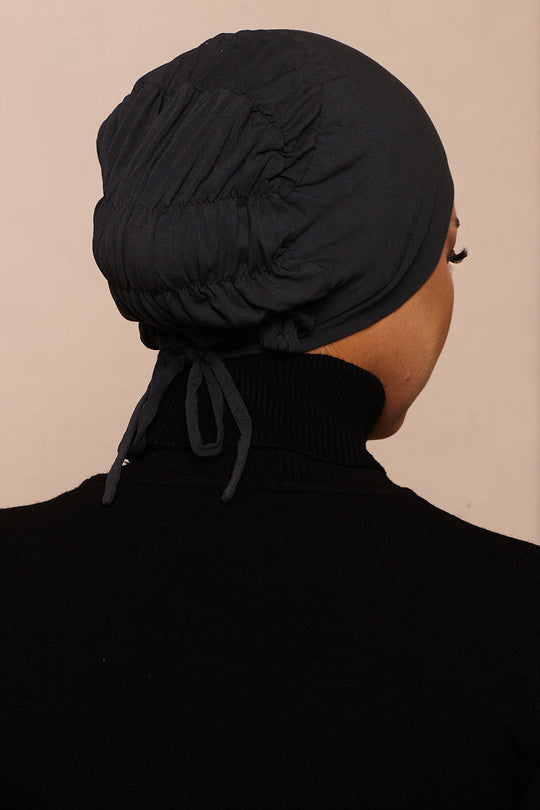 Dark Sea Scrunchie Bamboo Jersey Hijab Cap - CAVE