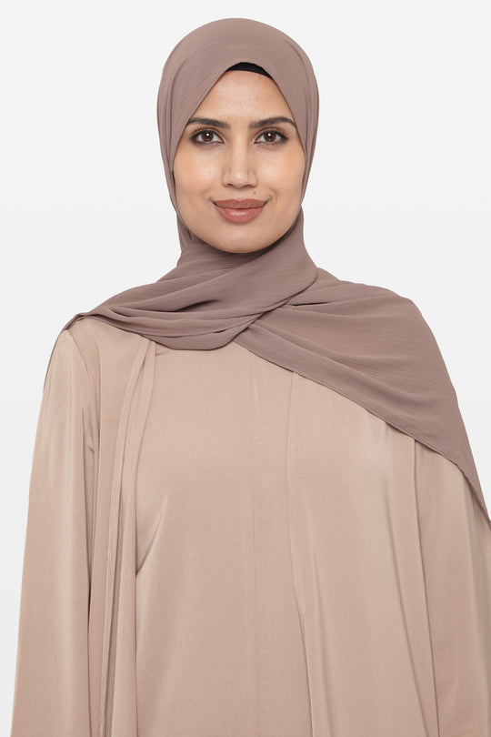 Deep Taupe Crinkle Soft Crepe Hijab - CAVE
