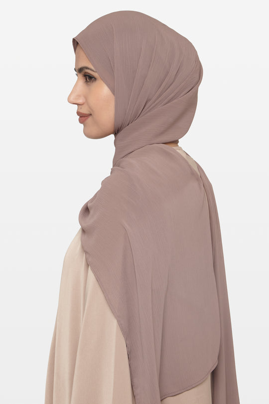 Deep Taupe Crinkle Soft Crepe Hijab - CAVE