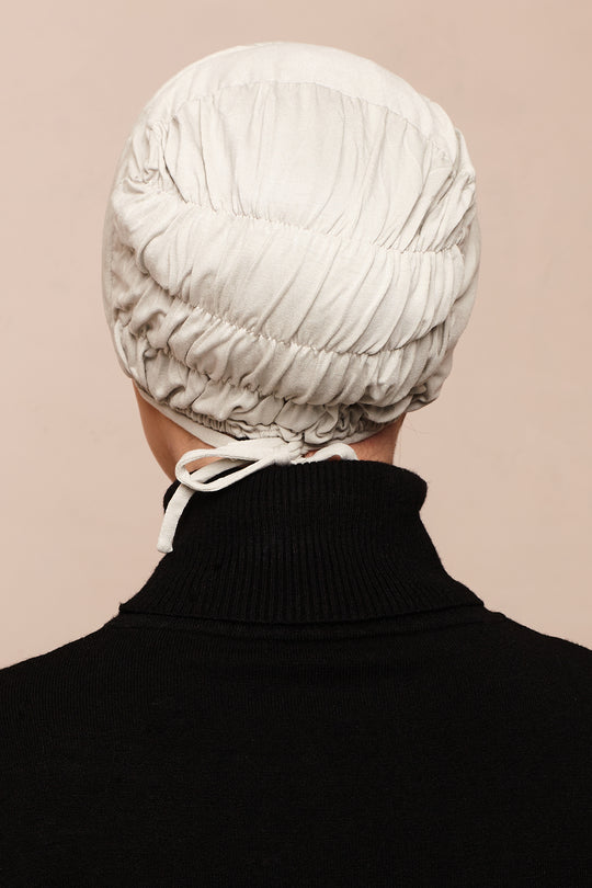 Foggy Grey Scrunchie Bamboo Jersey Hijab Cap - CAVE