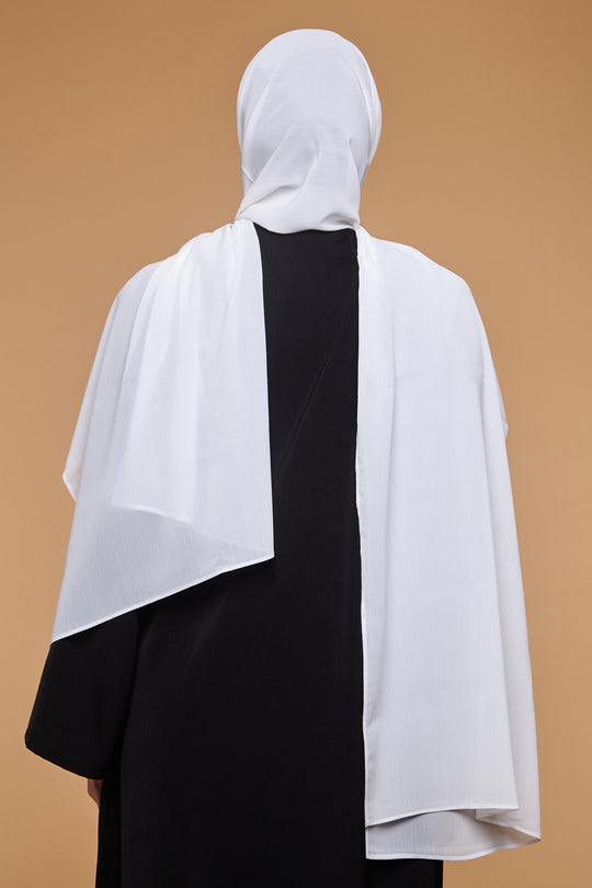 Ice White Crinkle Soft Crepe Hijab - CAVE