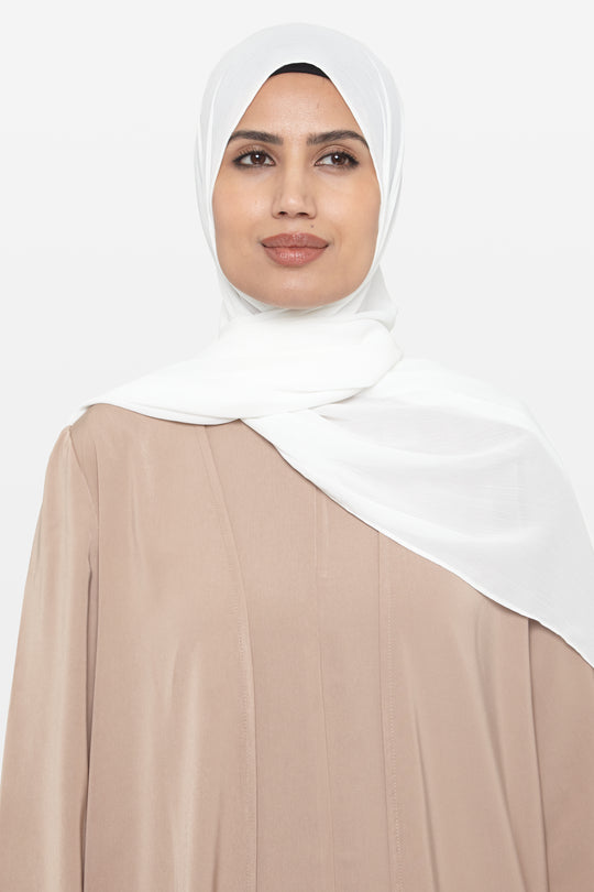 Ice White Crinkle Soft Crepe Hijab - CAVE