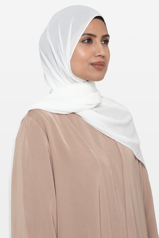 Ice White Crinkle Soft Crepe Hijab - CAVE