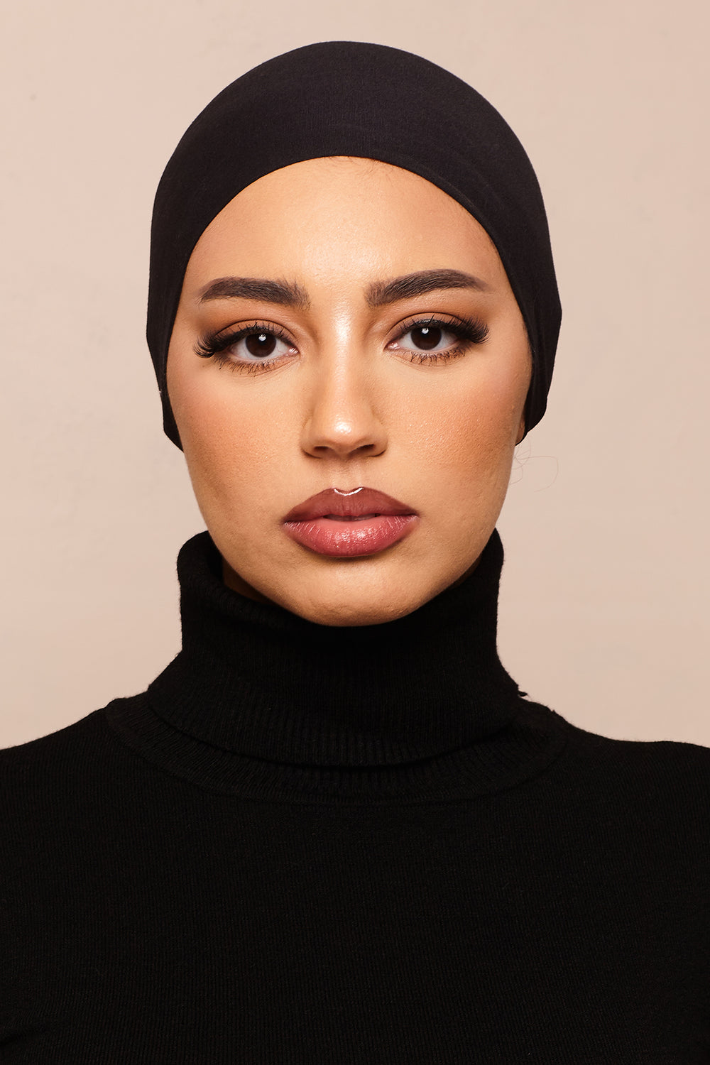 Jet Black Scrunchie Bamboo Jersey Hijab Cap - CAVE