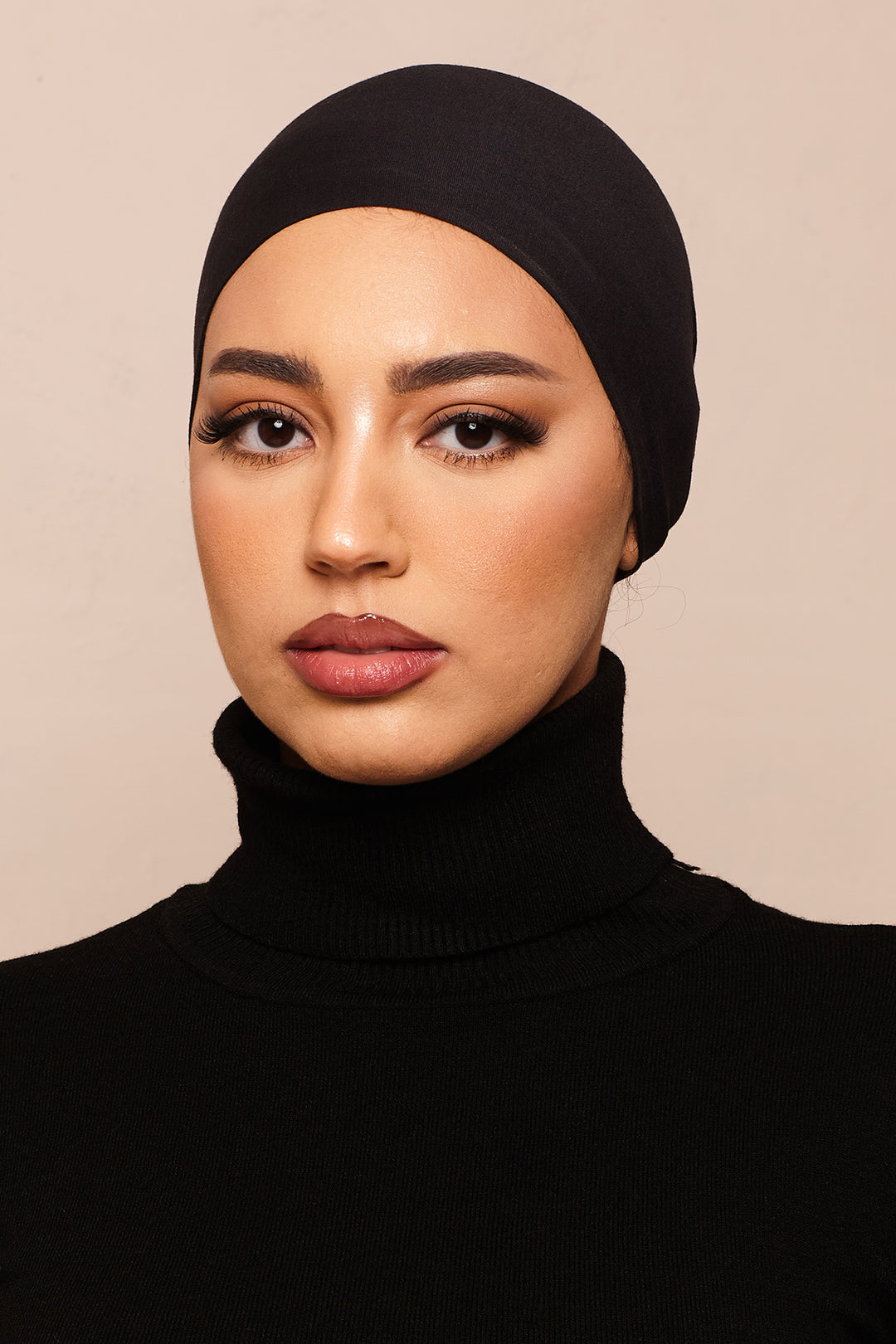 Jet Black Scrunchie Bamboo Jersey Hijab Cap - CAVE