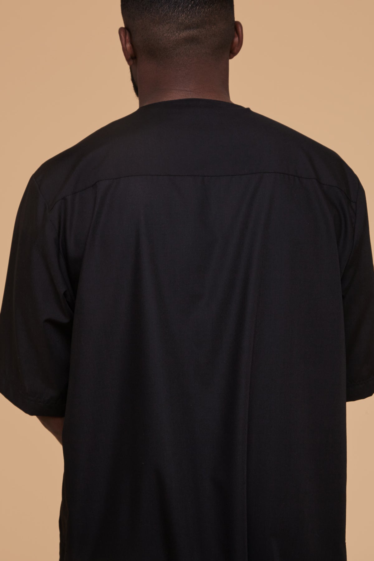 Jet Black Short Sleeve Moroccan Thobe – CAVE