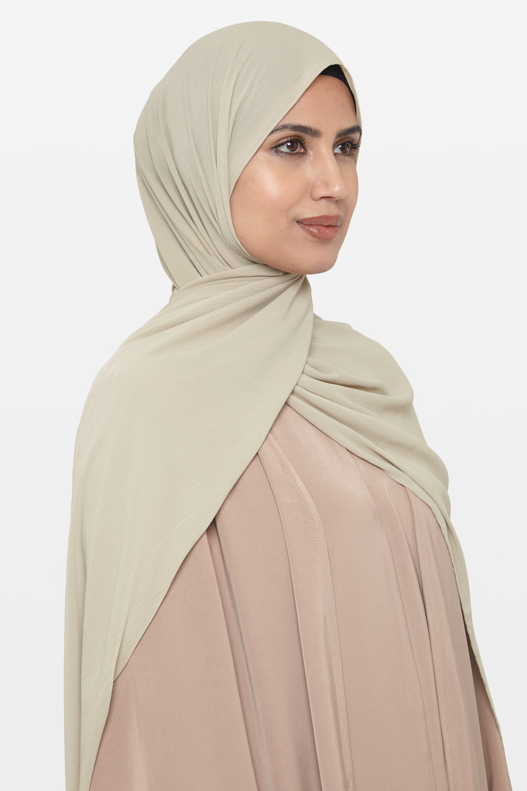 Khaki Stone Crinkle Soft Crepe Hijab - CAVE