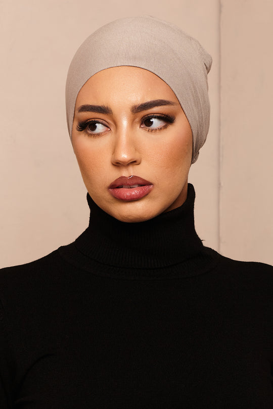 Latte Scrunchie Bamboo Jersey Hijab Cap - CAVE