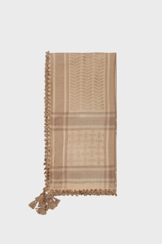Light Khaki & Pale Khaki Bamboo Keffiyeh Scarf - CAVE