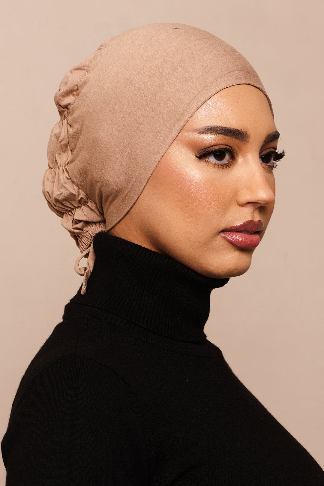 Mocha Meringue Scrunchie Bamboo Jersey Hijab Cap - CAVE