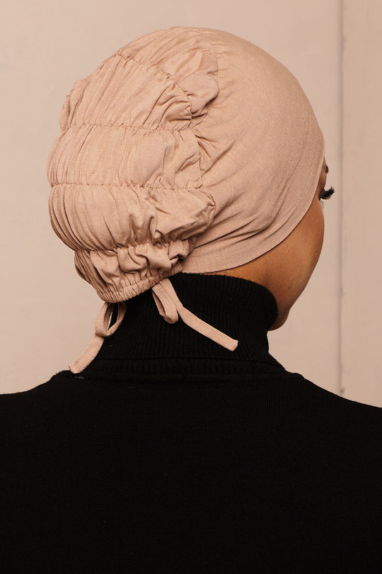 Mocha Meringue Scrunchie Bamboo Jersey Hijab Cap - CAVE