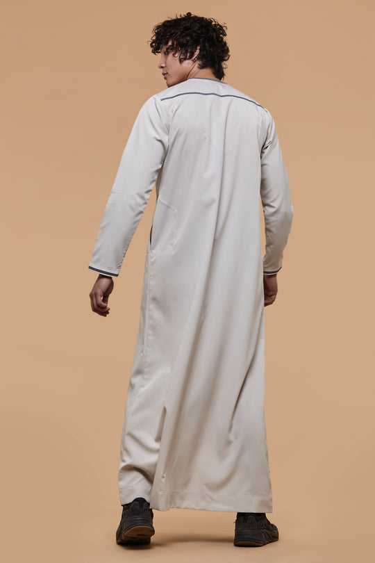 Moon Grey & Dusty Blue Omani Thobe - CAVE