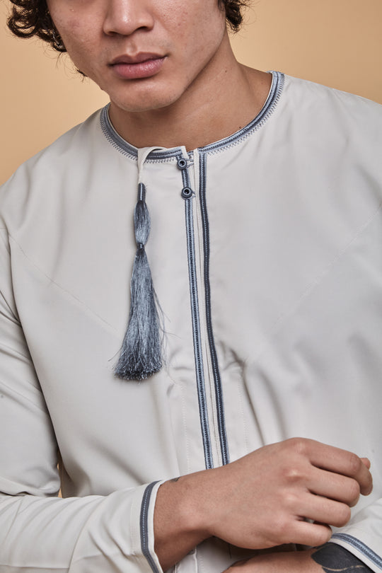 Moon Grey & Dusty Blue Omani Thobe - CAVE