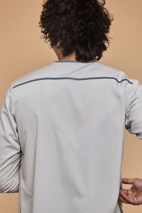 Moon Grey & Dusty Blue Omani Thobe - CAVE