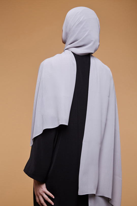 Opal Grey Crinkle Soft Crepe Hijab - CAVE