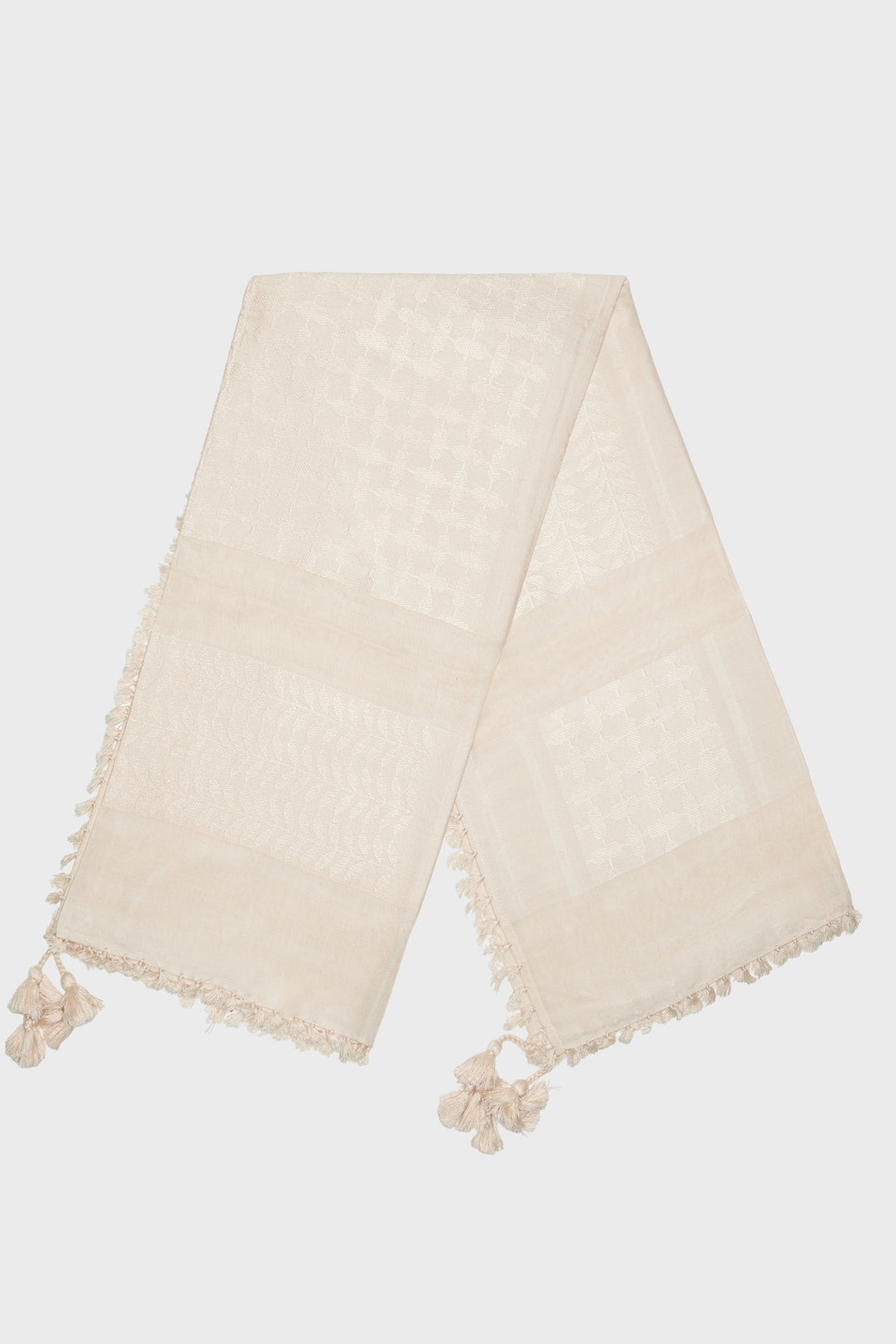 Pearled Ivory & Eggnog Bamboo Keffiyeh Scarf - CAVE